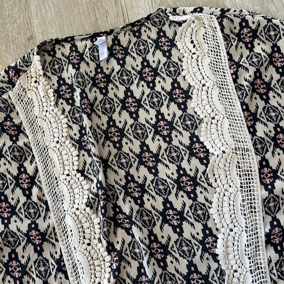 Womens Xhilaration Multicolor Print Kimono Cardigan - S/M - Picture 2 of 6